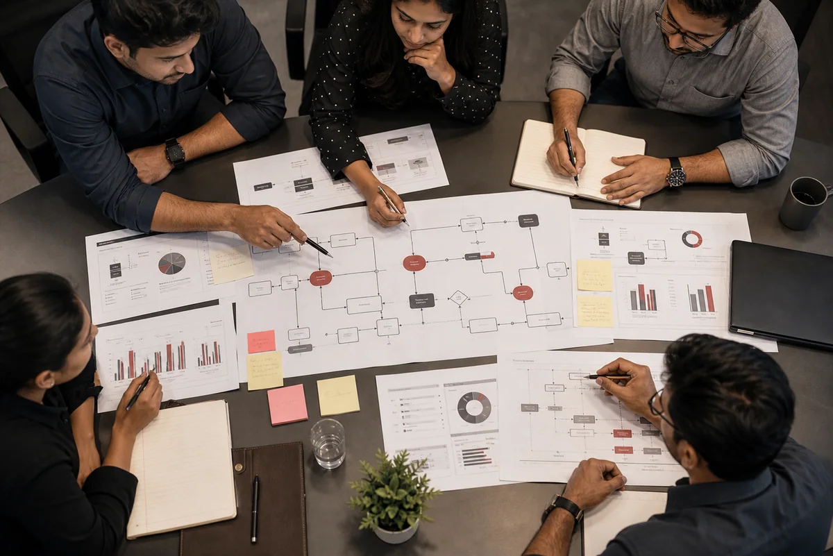 Operations table with AI workflow diagrams, performance notes, and measurement cards